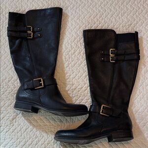 Naturalizer Black Leather Heeled Boots